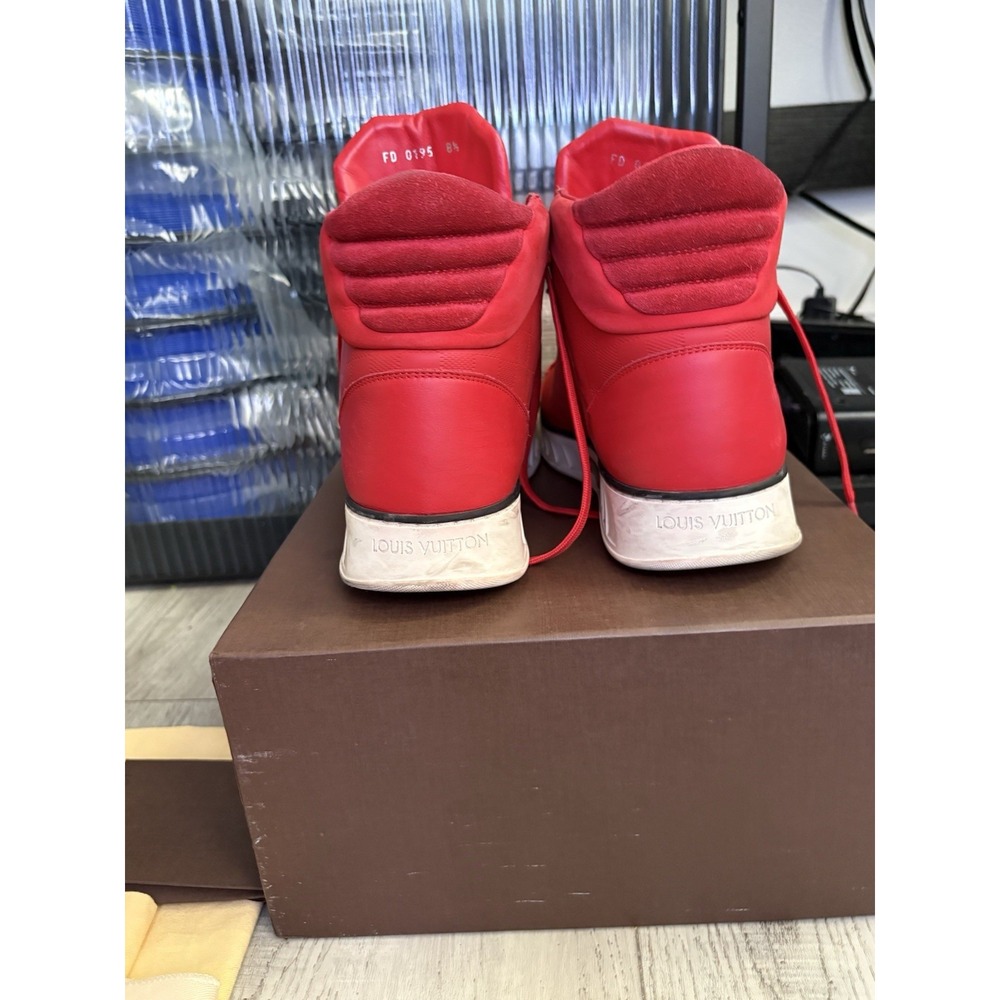 Louis Vuitton Streetlight Sneaker Red FD 105 Leather Size 8.5 - Picture 4 of 6